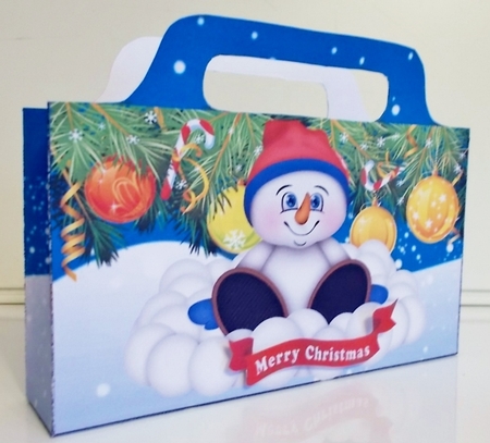 snowman with snowballs tote gift bag by Pam Stubley