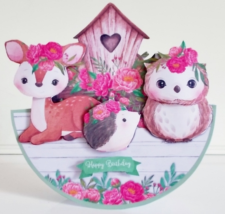 SPRING FOREST FRIENDS rocker card by Pam Stubley