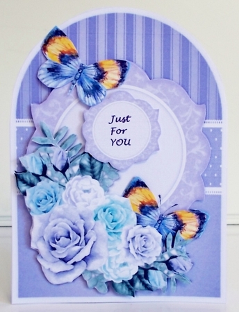Arch Shaped Card Roses & Butterflies by Pam Stubley