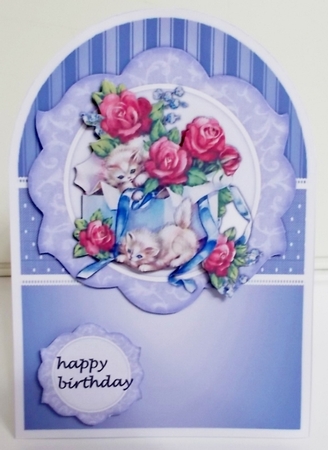 Arch Shaped Card Vintage Kittens  by Pam Stubley