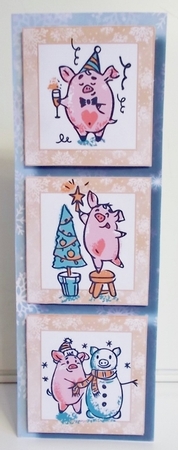 Lge DL Christmas Trio - Happy Piggin Christmas by Pam Stubley