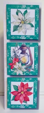 Lge DL Christmas Trio - Lamp & Poinsettias by Pam Stubley