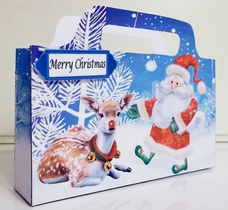 Lovely Santa with Rudolph in christmas tote bag by Pam Stubley