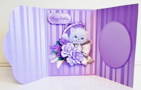 Kitten and Roses - Wrapover Card Mini Kit by Pam Stubley
