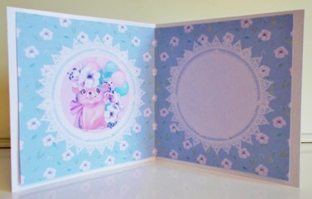 Spring Cuties 11 Floral Hedgehog 6 x 6 Card Insert with Blue/White Floral Background, Blank by Pam Stubley