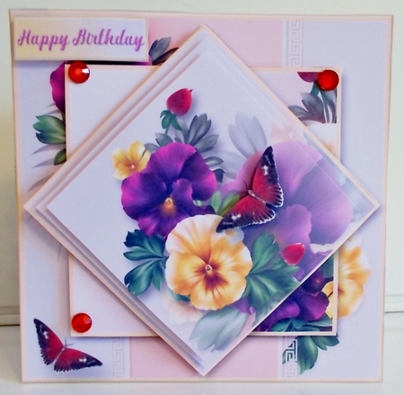 Pansies and Butterflies - Diamond Pyramid Card Mini Kit by Pam Stubley