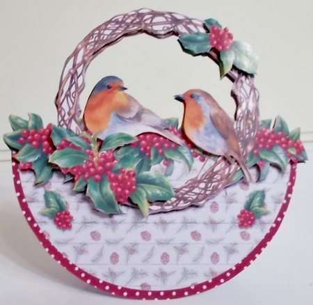 WINTER BERRY ROBINS rocker card by Pam Stubley