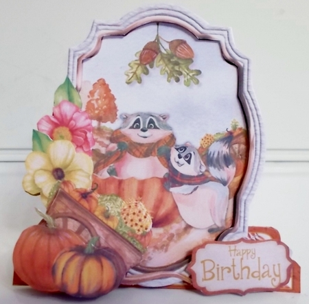 Fall-ing Raccoons #3 Shaped Card and Envelope Kit by Pam Stubley