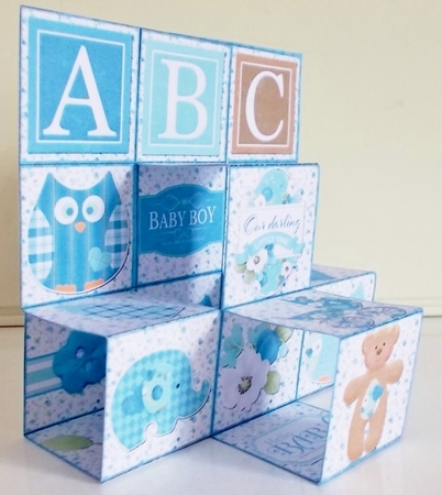 3D Pyramid Baby Building Blocks Card & Envelope New Baby Boy by Pam Stubley