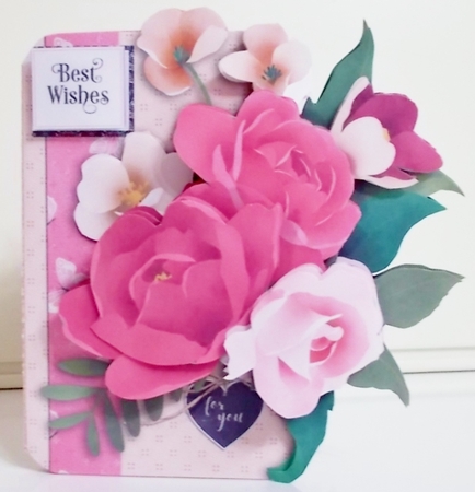 Floral Bouquet Shaped Over the Edge Decoupage Card by Pam Stubley