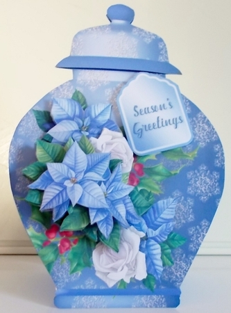 Blue Poinsettias - Porcelain Pot Card Mini Kit by Pam Stubley