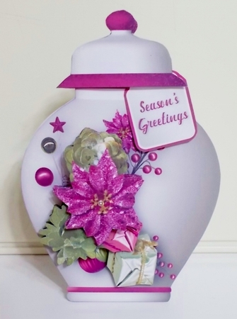Pink Poinsettias - Porcelain Pot Card Mini Kit by Pam Stubley