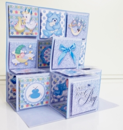 Baby Boy 3D-Pyramid Block Card by Pam Stubley