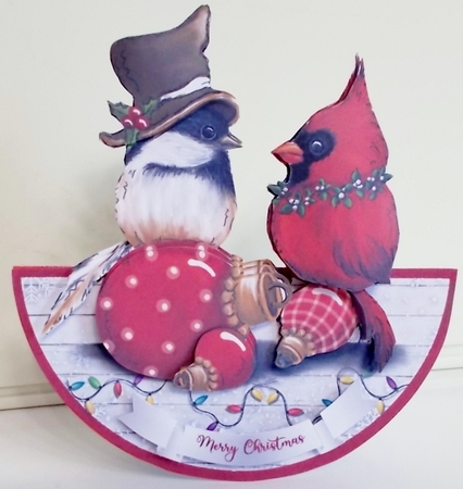 BIRDS N BAUBLES rocker card by Pam Stubley