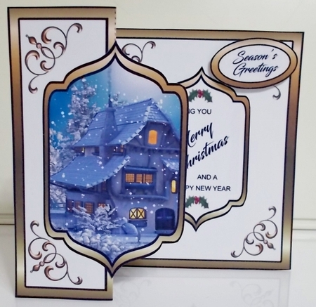 Fold back Christmas cottage by Pam Stubley