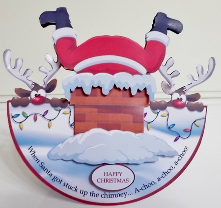 SANTA STUCK IN THE CHIMNEY rocker card by Pam Stubley