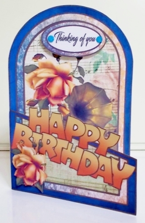 Cutaway Gramophone & rose (birthday) by Pam Stubley