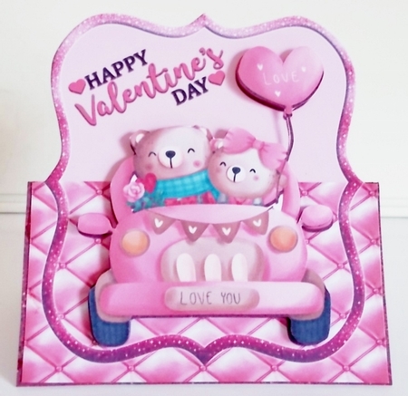Valentine Teddies 6 x 5.5 inch Tent Card by Pam Stubley