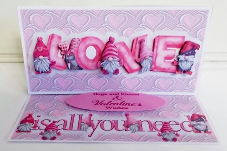 Love Is All You Need Easel Shaped Card by Pam Stubley