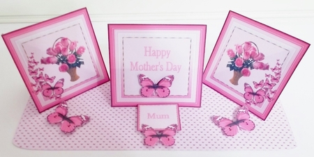 Butterflies and roses triple easel card by Pam Stubley