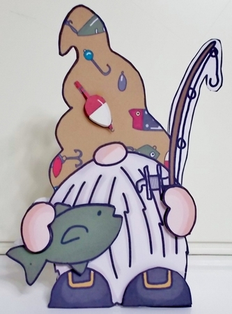 Fisherman Dad Gnome Fathers Day Shaped Card by Pam Stubley