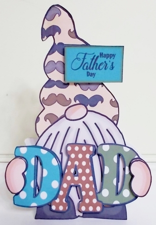 Moustache Dad Gnome Fathers Day Shaped Card by Pam Stubley