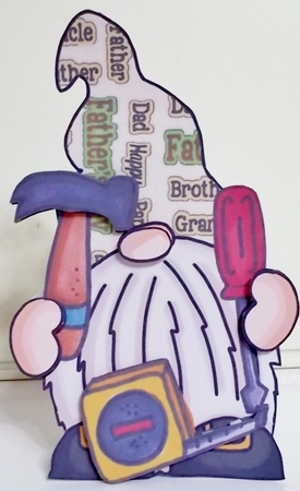 Tools Dad Gnome Fathers Day Shaped Card by Pam Stubley