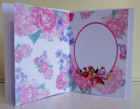 Floral Insert for a A5 Card, Spring and Summer Bouquets With Pink Oval Frame by Pam Stubley