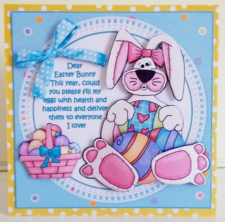 6x6 Easter bunny message by Pam Stubley