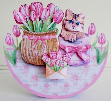 KITTEN FLOWERS rocker card by Pam Stubley
