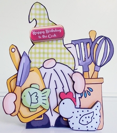 Happy Birthday To The Chef or Cook Gnome Shaped Card by Pam Stubley