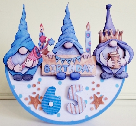 GNOMES BIRTHDAY rocker card by Pam Stubley