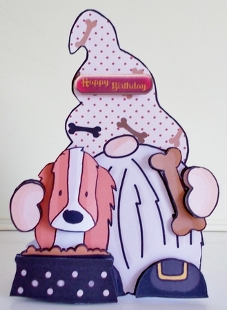 Love My Dog Gnome Birthday Shaped Card by Pam Stubley