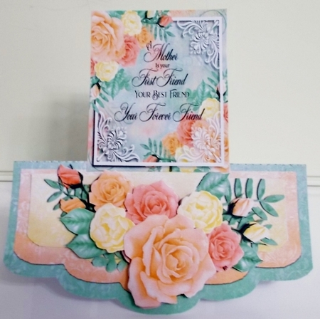Mothers Day Yellow Roses Rocker Stepper Shaped Card by Pam Stubley