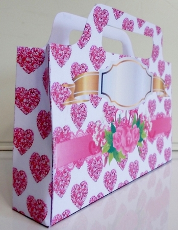 pretty pink hearts and roses tote gift bag by Pam Stubley
