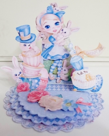 Easter Tea with Alice 1 Triple Easel Card Kit by Pam Stubley