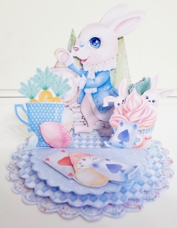Easter Tea with Alice 2 Triple Easel Card Kit by Pam Stubley