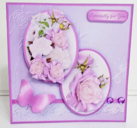 Lilac and Cream Roses - Decoupage Card Mini Kit by Pam Stubley