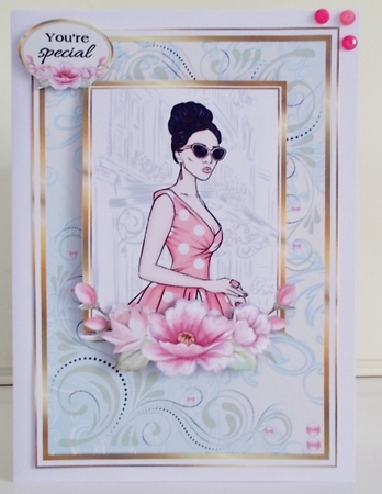 A5 Such a pretty lady 3 Card Front, Topper and sentiments by Pam Stubley
