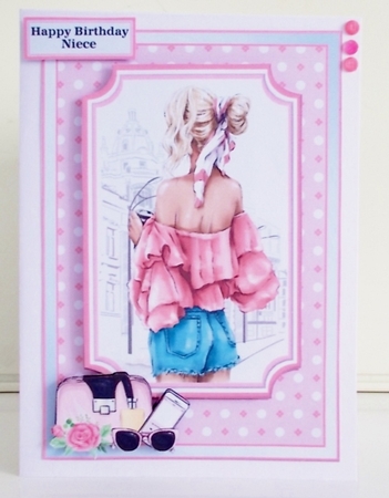A5 Teenage Beauty 3 Card Front, Topper & Sentiments  by Pam Stubley