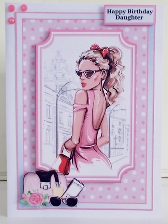 A5 Teenage Beauty 4 Card Front, Topper and sentiment  by Pam Stubley