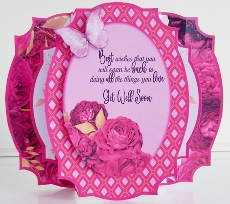 Hot Pink Peony Double Pop Up Get Well Soon Card by Pam Stubley
