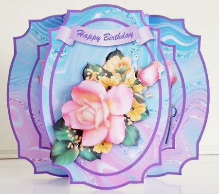 Pink Roses - Double Pop Out  - Multi Occasions Card by Pam Stubley