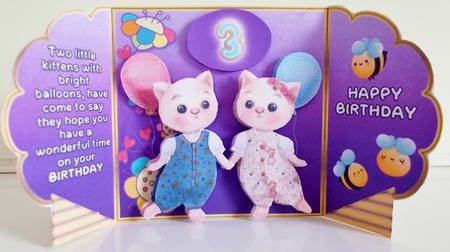 Kittens & Ballons Age card 1-5  by Pam Stubley