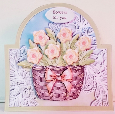 Shaped Card Topper  Flower basket by Pam Stubley