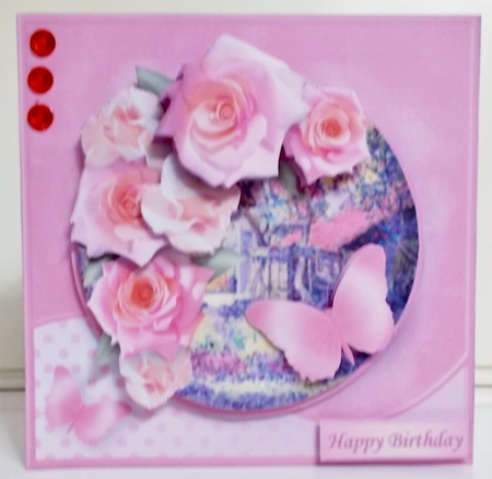 Pink and Cream Posy - Decoupage Card Mini Kit by Pam Stubley