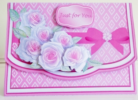White and Pink Roses - Flapover Card Mini Kit by Pam Stubley