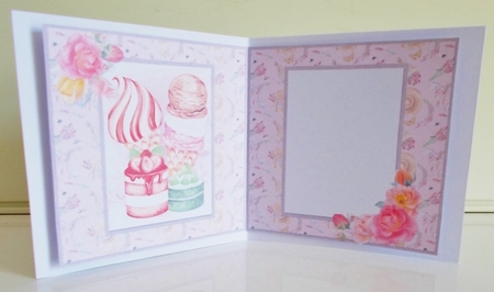 Sunny Summertime 15: Ice Cream & Cakes 5 x 5 Card Insert with Pink Floral Background, Blank by Pam Stubley