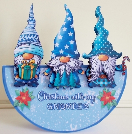 CHRISTMAS GNOMIES blue - rocker card by Pam Stubley