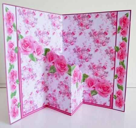 Diagonal pop-out Pink roses by Pam Stubley